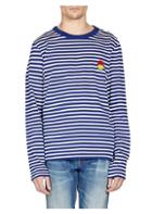 Ami Long Sleeve Striped Smile Patch T-shirt