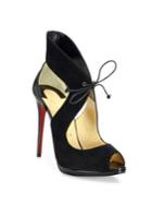 Christian Louboutin Campanina 120 Suede & Leather Front-tie Sandals