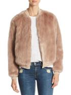 Mother Letterman Faux Fur Jacket