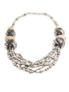 Alexis Bittar Lucite Crystal-encrusted Sculptural Multi-strand Pearl Necklace