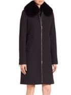 Michael Kors Collection Fox Fur-detail Wool & Cotton Zip Coat