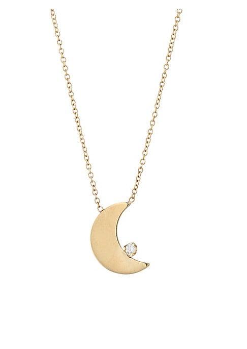 Zoe Chicco 14k Yellow Gold & Diamond Crescent Moon Necklace