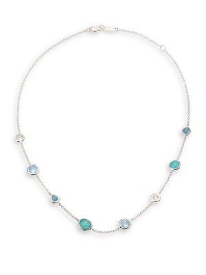 Ippolita Rock Candy Blue Topaz, Amazonite & 18k White Gold Mini Gelato Station Necklace