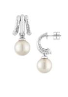 Majorica White Round Faux Pearl & Sterling Silver Drop Earrings