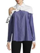Sandy Liang Charles Ruffle Cut Out Cotton Top