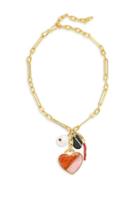 Lizzie Fortunato Venice Heart 18k Goldplated, 17mm Baroque Freshwater Pearl & Mixed Gemstone Charm Necklace