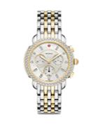 Michele Watches Sidney Two-tone & Diamond Chronograph Bracelet Watch