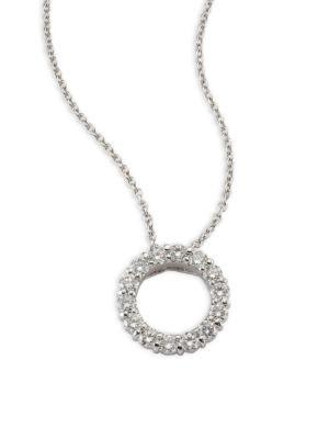 Roberto Coin Small Circle Diamond & 18k White Gold Pendant Necklace