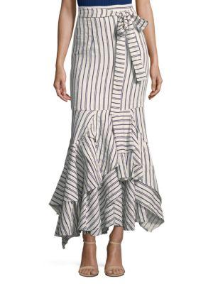 Milly Striped Linen Skirt