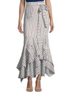 Milly Striped Linen Skirt