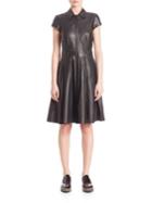 Set Collared Leather Dress