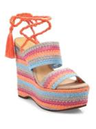 Schutz Bendy Crochet Lace-up Wedge Platform Sandals