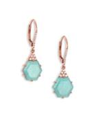Meira T Blue Amazonite, Diamond & 14k Rose Gold Hexagon Drop Earrings