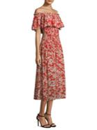 Rebecca Taylor Os Cherry Blossom Silk Off-the-shoulder Dress