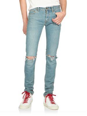 Saint Laurent Crash Distressed Skinny Jeans