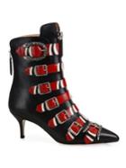 Gucci Susan Snake Buckle Leather Booties