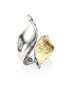 John Hardy Classic Chain Hammered 18k Gold & Silver Bypass Ring