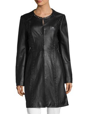 Elie Tahari Veeda Leather Coat