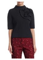 Akris Punto Wool & Cashmere Floral Knit Turtleneck Sweater