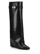 Givenchy Shark Lock Knee-high Leather Wedge Boots