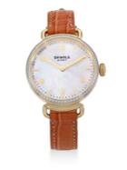 Shinola Canfield Diamond, Mother-of-pearl, Goldtone Stainless Steel & Alligator Strap Watch