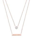Michael Kors Modern Brilliance Crystal Double-strand Pendant Necklace/rose Goldtone