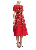 Oscar De La Renta Embellished Pomegranate A-line Dress
