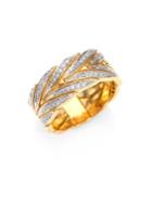 John Hardy Modern Chain Diamond & 18k Yellow Gold Ring
