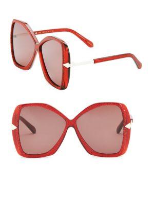 Karen Walker 60mm Mary Red Glitter Sunglasses