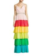 Alice + Olivia Luba Multitoned Tiered Gown