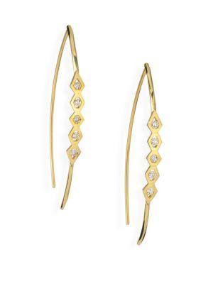 Ron Hami Rain Diamond & 18k Yellow Gold Wishbone Threader Drop Earrings