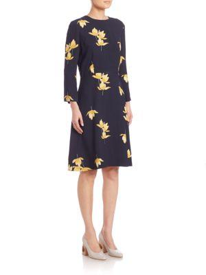 Marni Long-sleeve Floral-print Dress