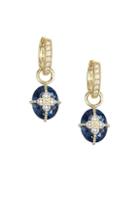 Jude Frances Lisse Oval London Blue Topaz, Diamond & 18k Yellow Gold Charm Earrings