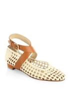 Paul Andrew Dagmar Woven Leather Ankle-wrap Flats