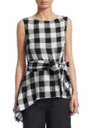 Saks Fifth Avenue Collection Checked Tie Front Top