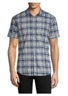 John Varvatos Grid-plaid Short-sleeve Shirt