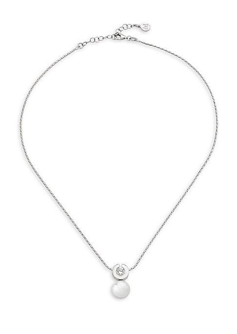 Majorica Exquisite 10mm White Round Faux Pearl & Cubic Zirconia Necklace