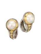 Konstantino Pearl Classics Pearl, Sterling Silver & 18k Yellow Gold Hoop Earrings