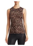 Saks Fifth Avenue Collection Animal-print Sleeveless Cashmere Top