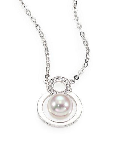 Majorica 10mm White Pearl & Sterling Silver Pendant Necklace