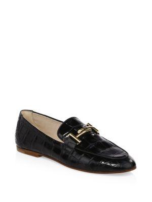 Tod's Double T Textured Leather Loafers