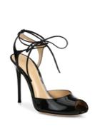 Gianvito Rossi Patent Leather Peep Toe Lace-up Sandals