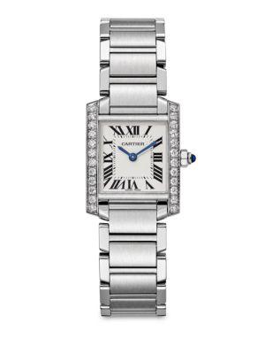Cartier Small Tank Francaise De Cartier Diamond & Stainless Steel Bracelet Watch