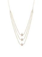 Ef Collection Triple Layer 14k Yellow Gold 0.12 Tcw Diamond Star Necklace