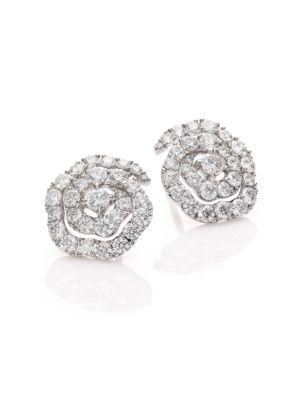 Hearts On Fire Lorelei Diamond & 18k White Gold Floral Stud Earrings