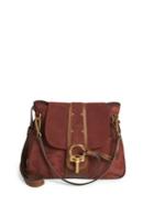 Chloe Lexa Small Suede & Studded Leather Shoulder Bag