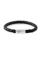 Tateossian Essential Scoubidou Silver Braided Leather & Silver Bracelet