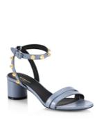 Balenciaga Leather Block Heel Studded Sandals