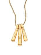 John Hardy Bamboo 18k Yellow Gold Trio Stick Pendant Necklace