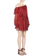 Saint Laurent Poppy Off-the-shoulder Dress